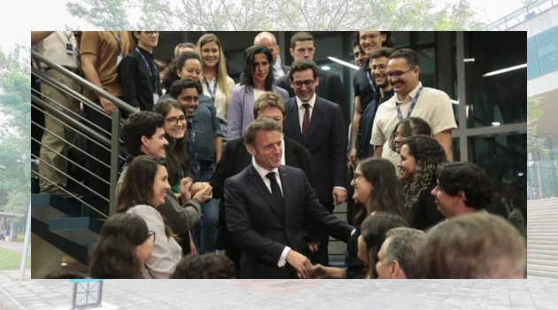 Em visita à USP, o presidente Emmanuel Macron inaugura o Instituto Pasteur de São Paulo